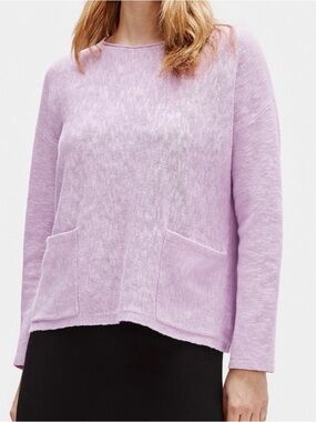 EILEEN FISHER Women’s Organic Linen Cotton Round neck Box Top Sweater Lavender M